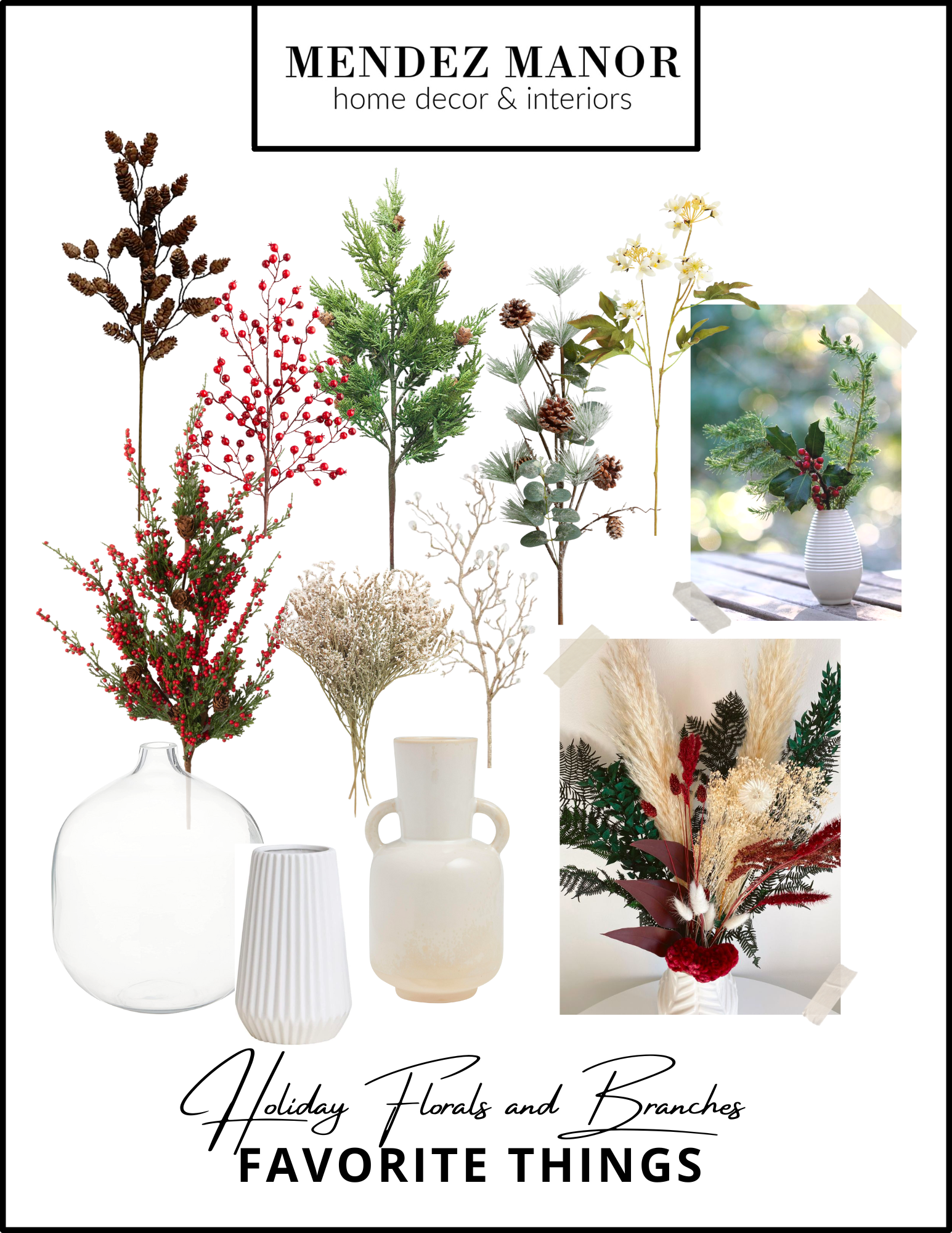 Holiday Floral and Branch Favorites for Seasonal Arrangements