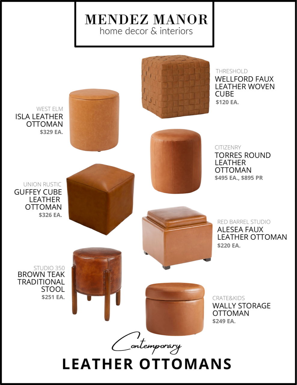 Contemporary Leather Ottomans