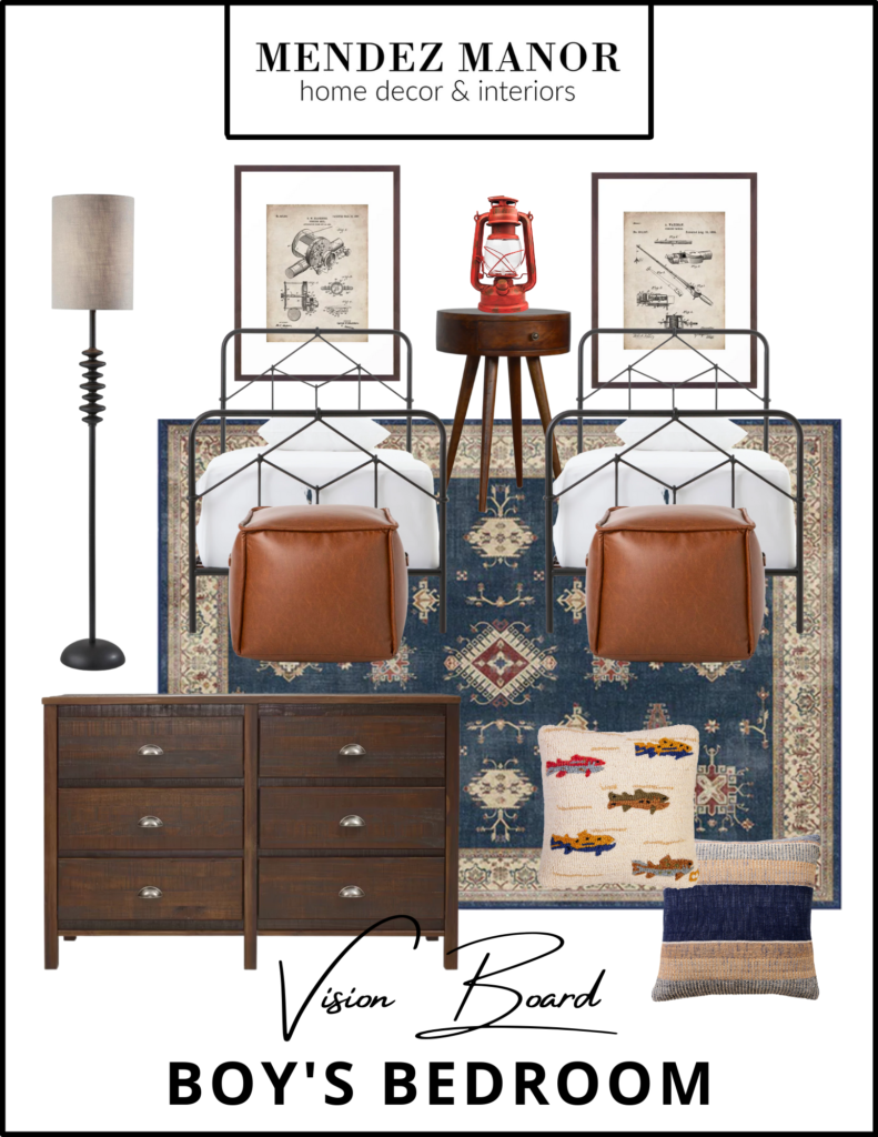 Fishing Themed Boy's Bedroom Design with Rustic Accents - Mendez Manor