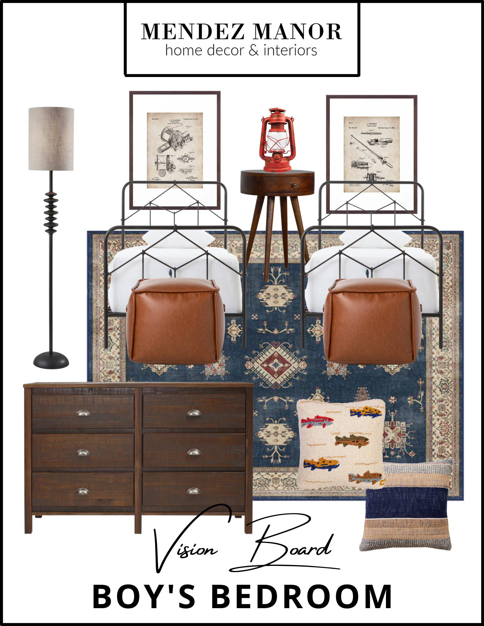 Fishing Themed Boy's Bedroom Design with Rustic Accents