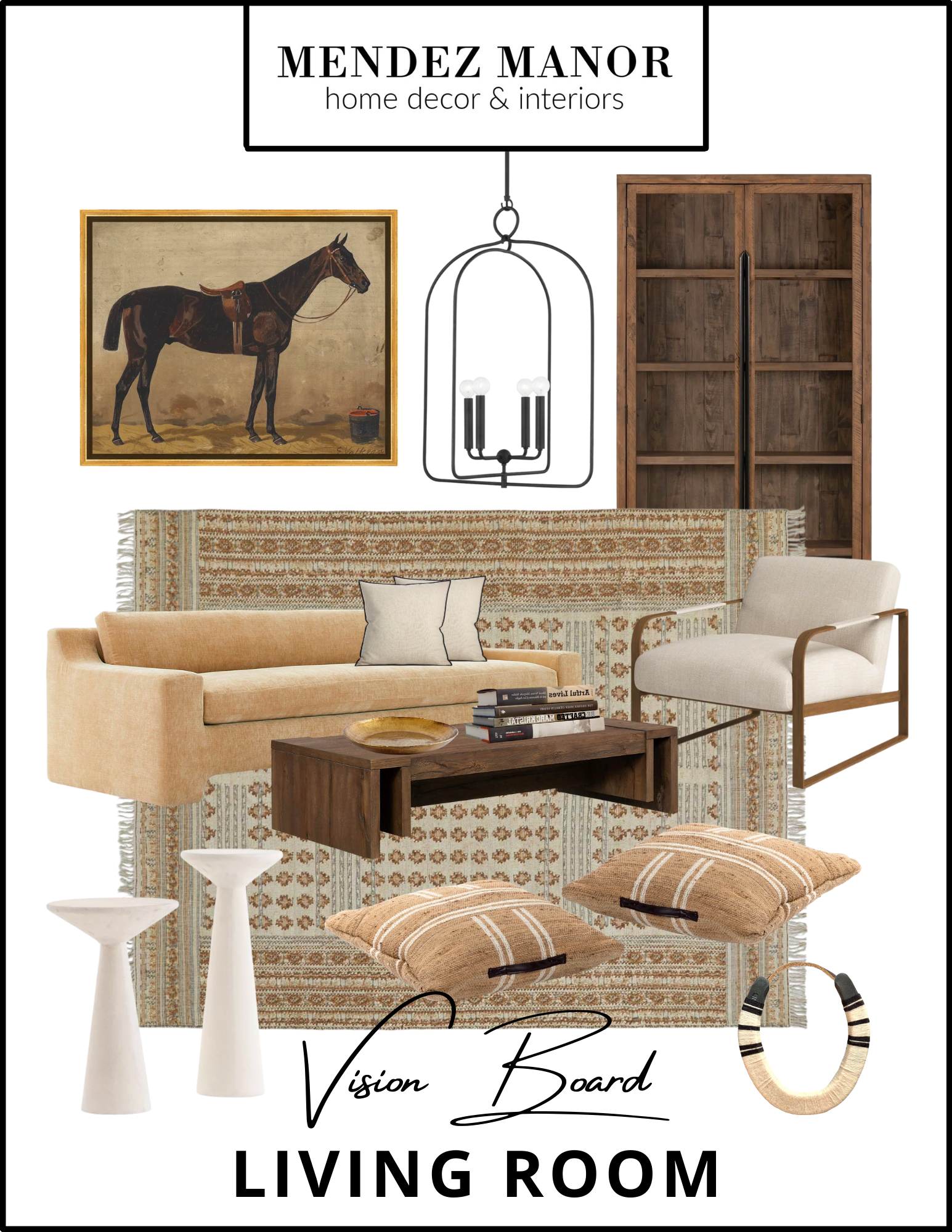 Equestrian-Style Living Room Design