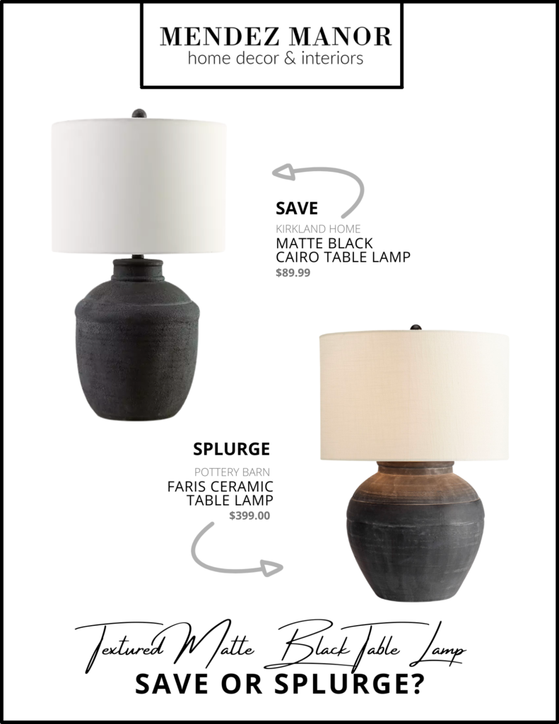 Textured Matte Black Table Lamp Save or Splurge