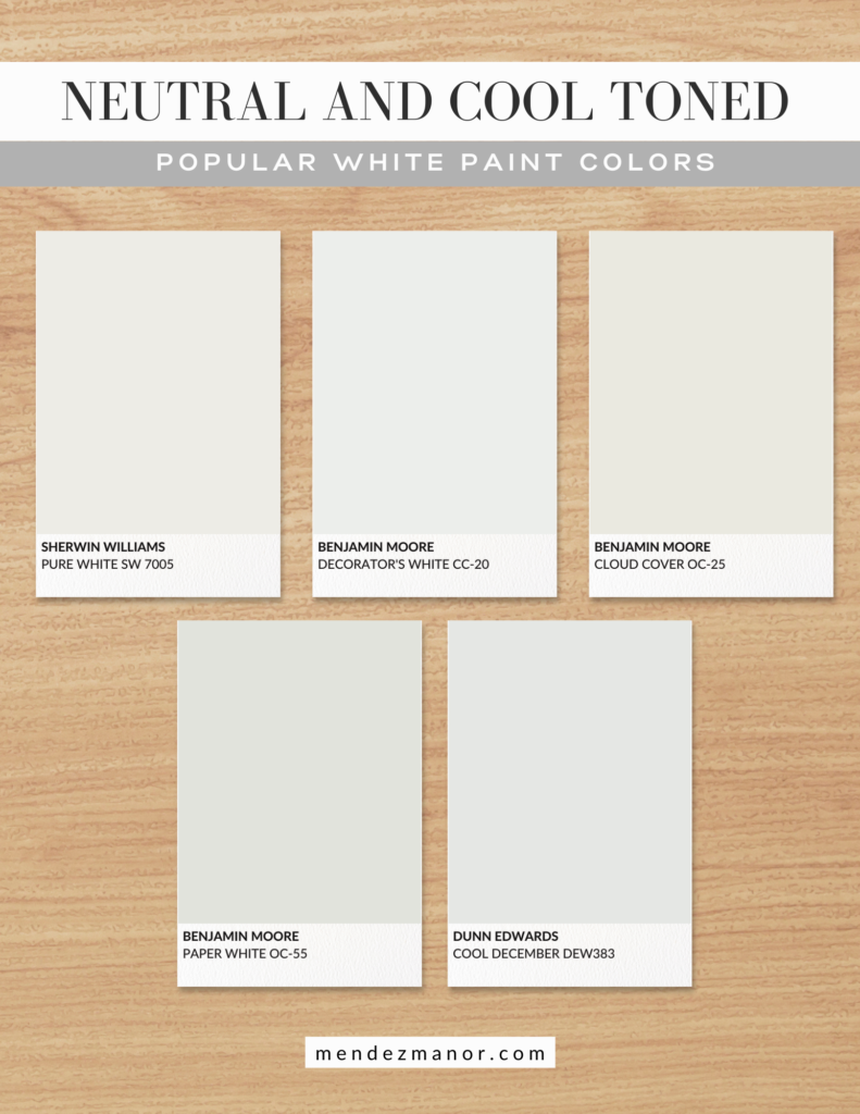 Neutral and Cool Popular White Paint Colors