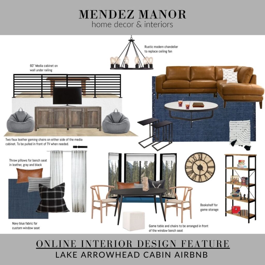 Online Interior Design Feature: Lake Arrowhead Cabin Airbnb - Mendez Manor