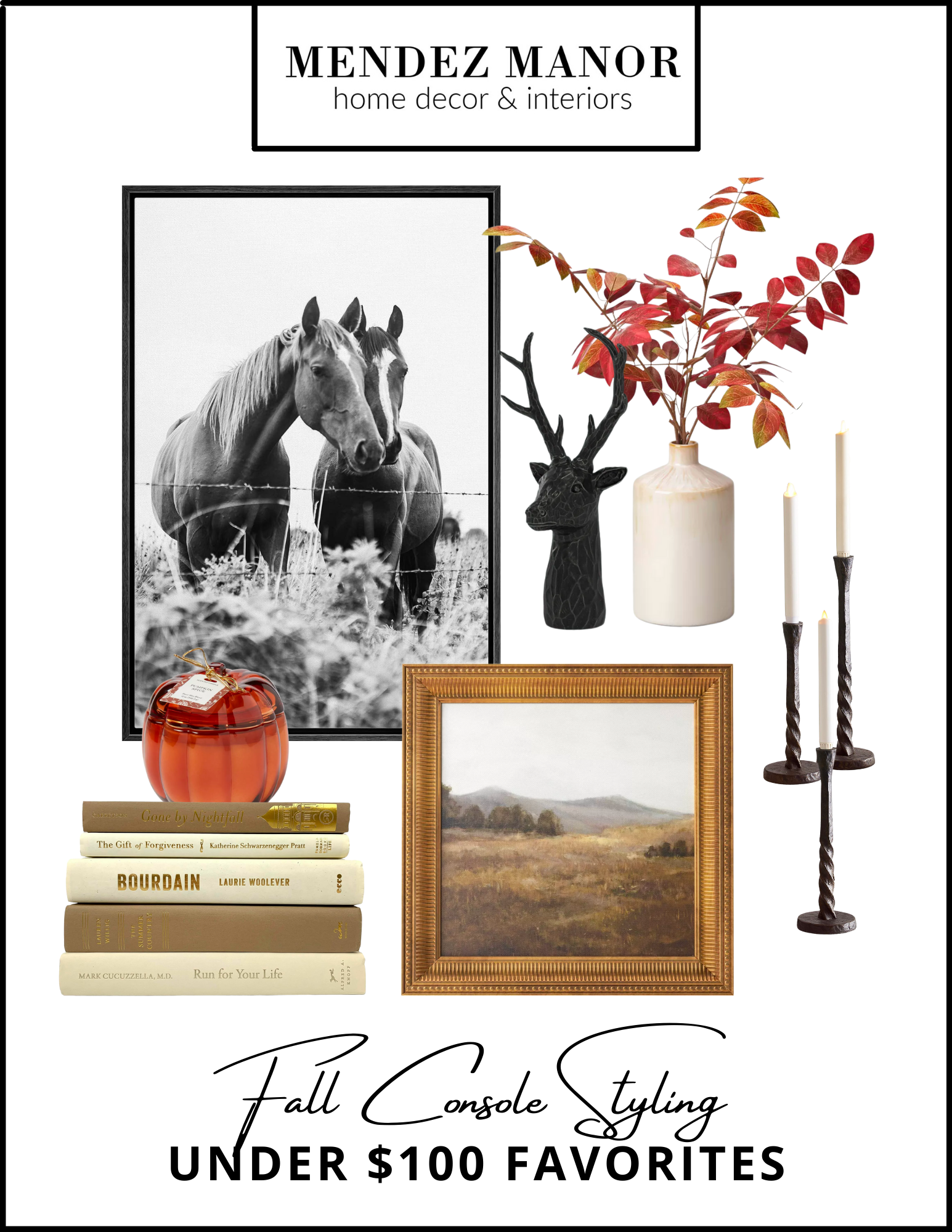 Fall Console Table Accessories and Decor