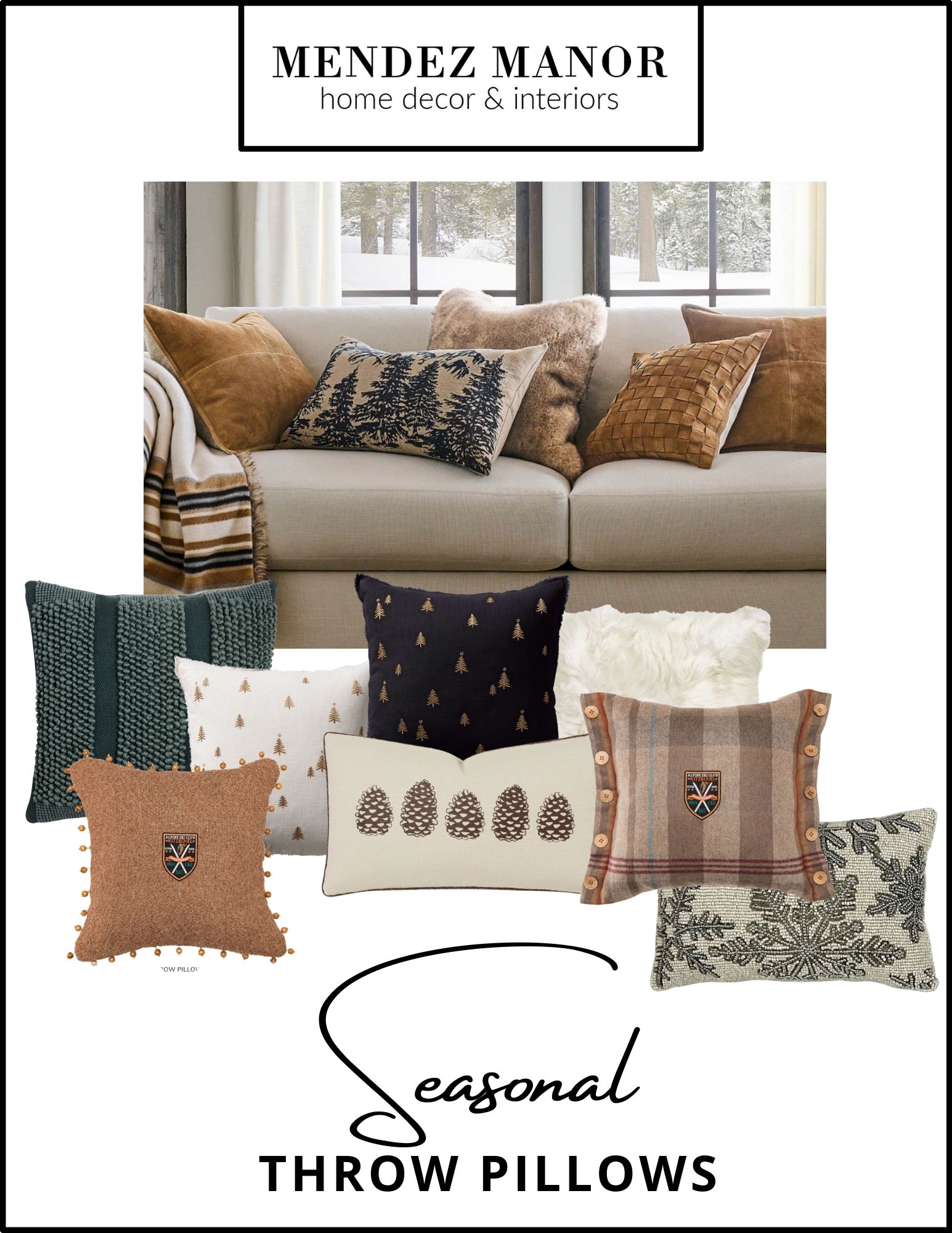 seasonal throw pillows for fall and winter