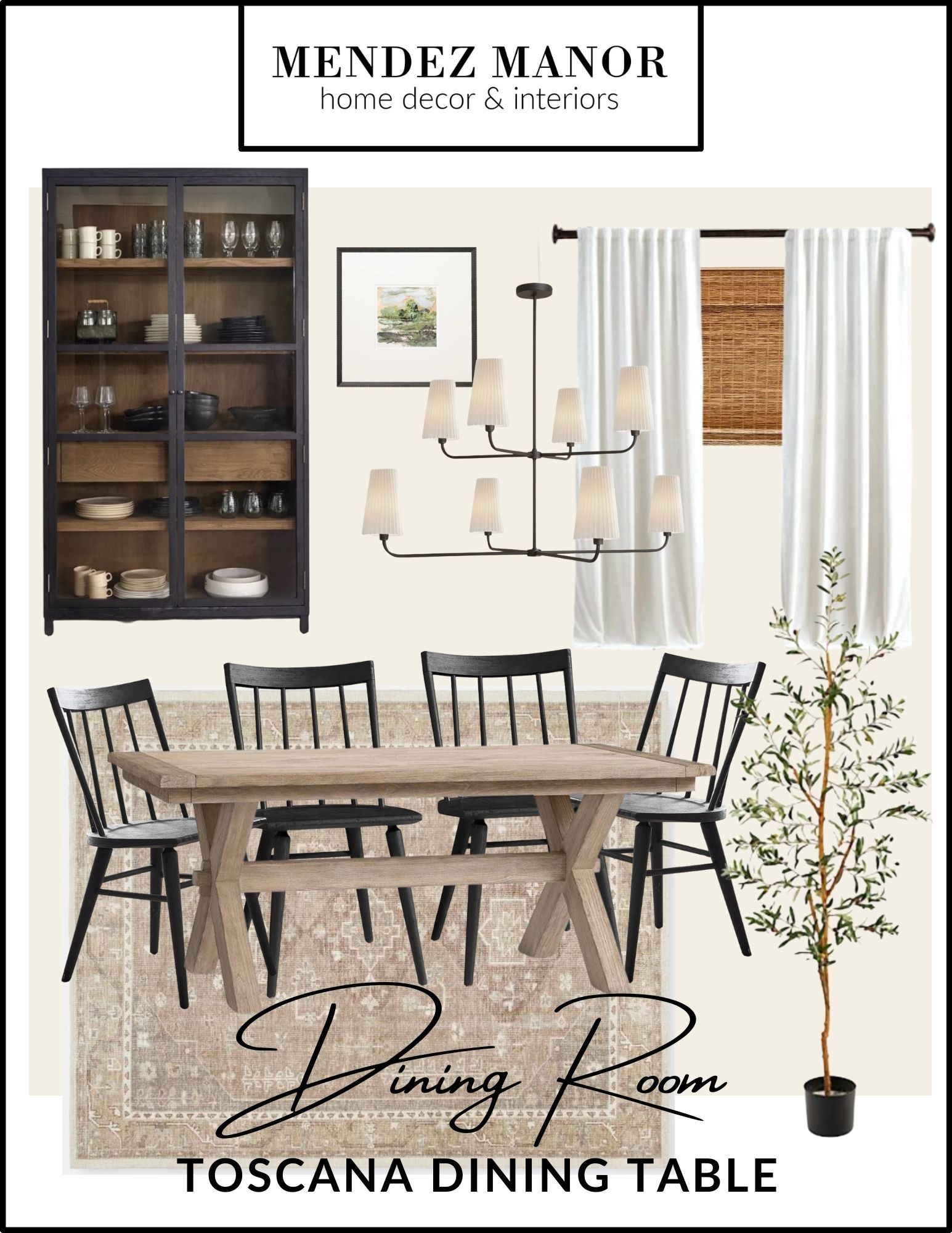 dining room with toscana dining table from pottery barn