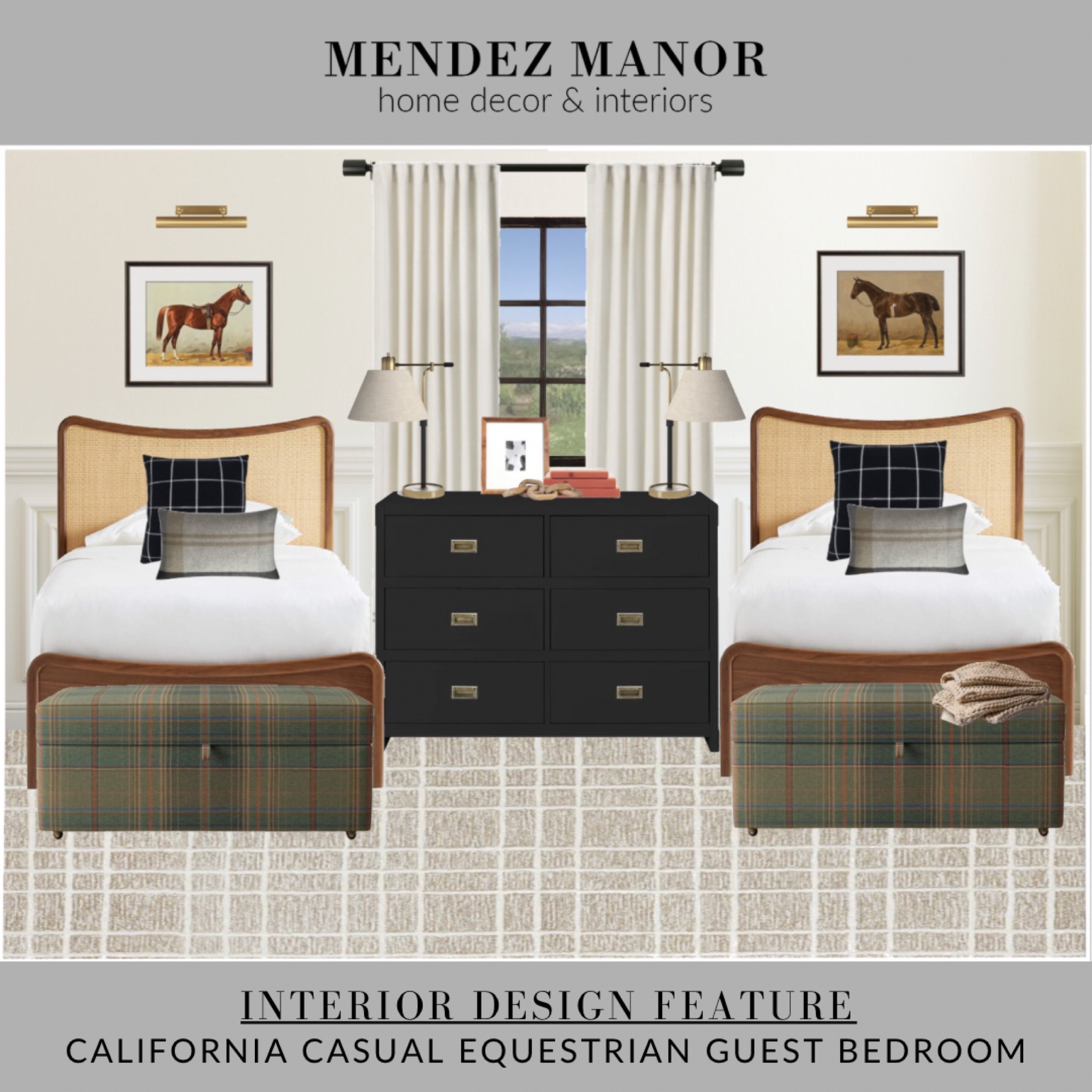 online interior design equestrian guest bedroom