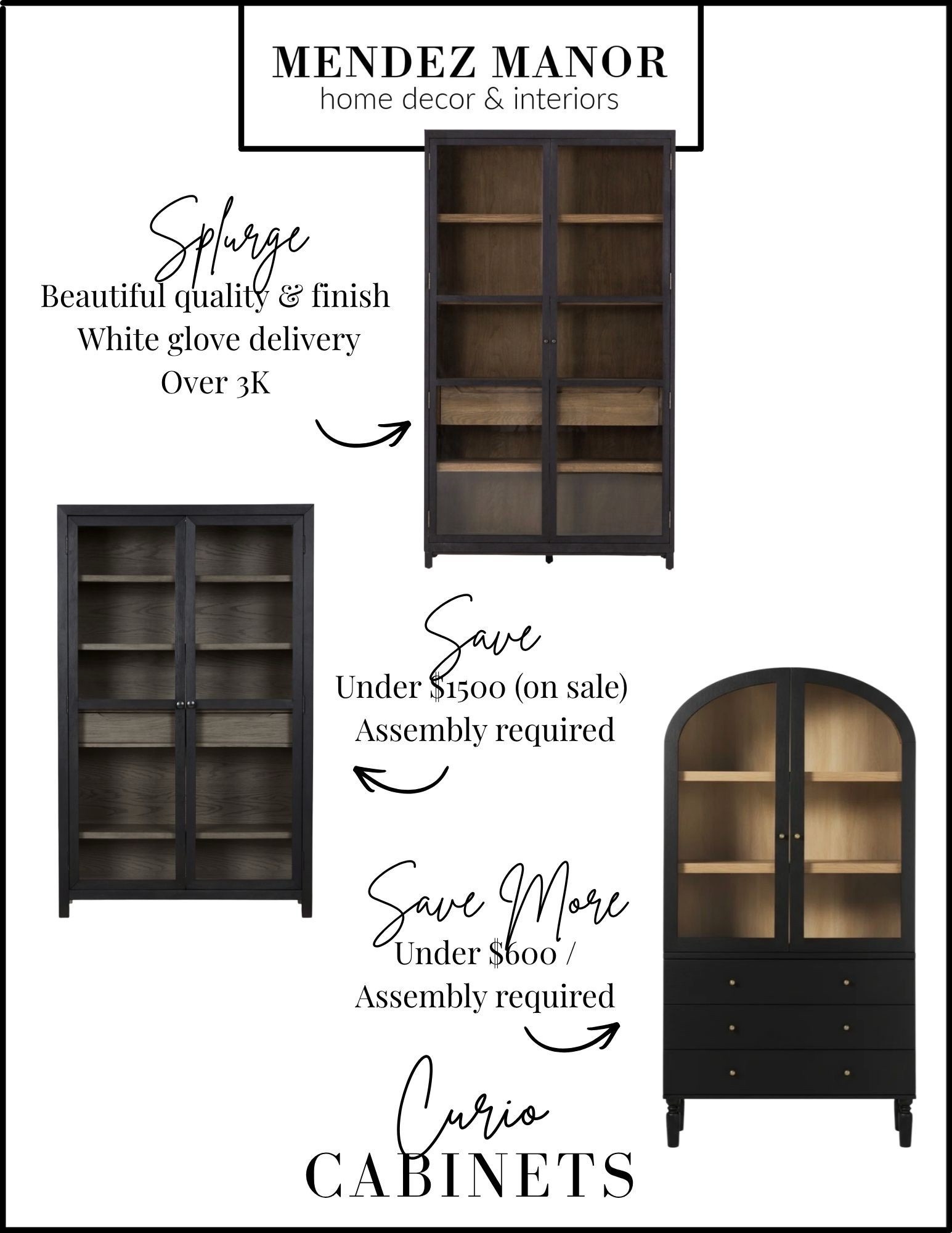 splurge save curio cabinets