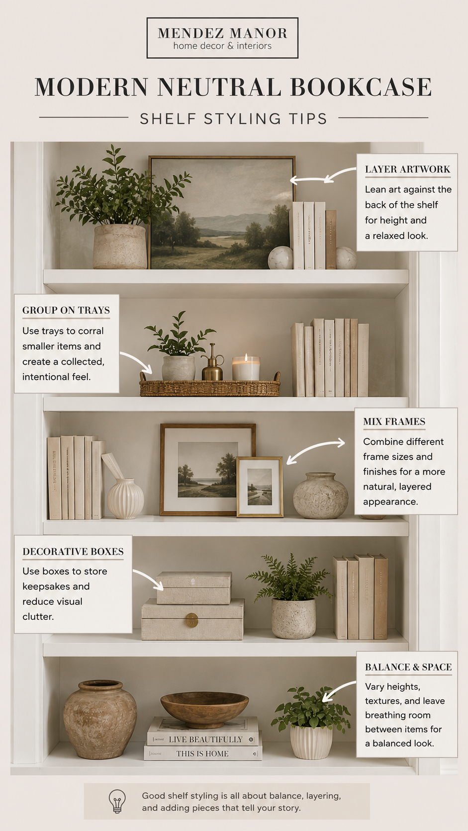 Shelf styling tips for a collected home