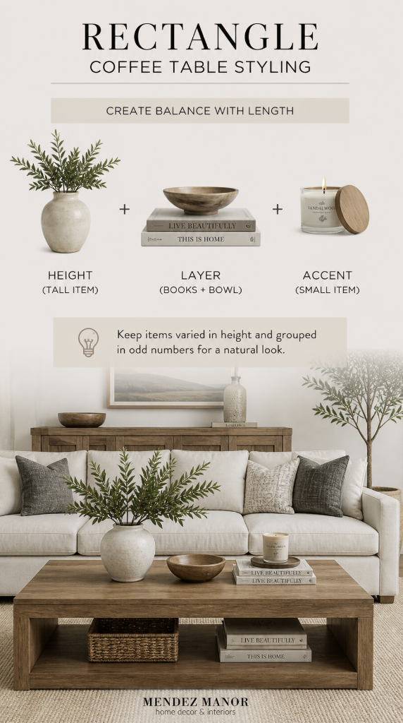 coffee table styling tips for every shape table
