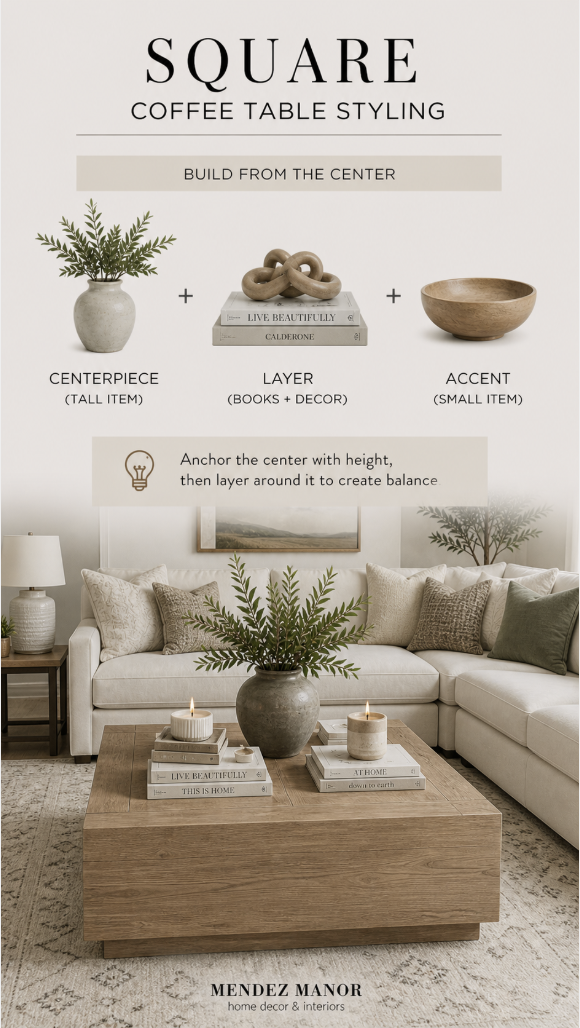 coffee table styling tips for every shape table