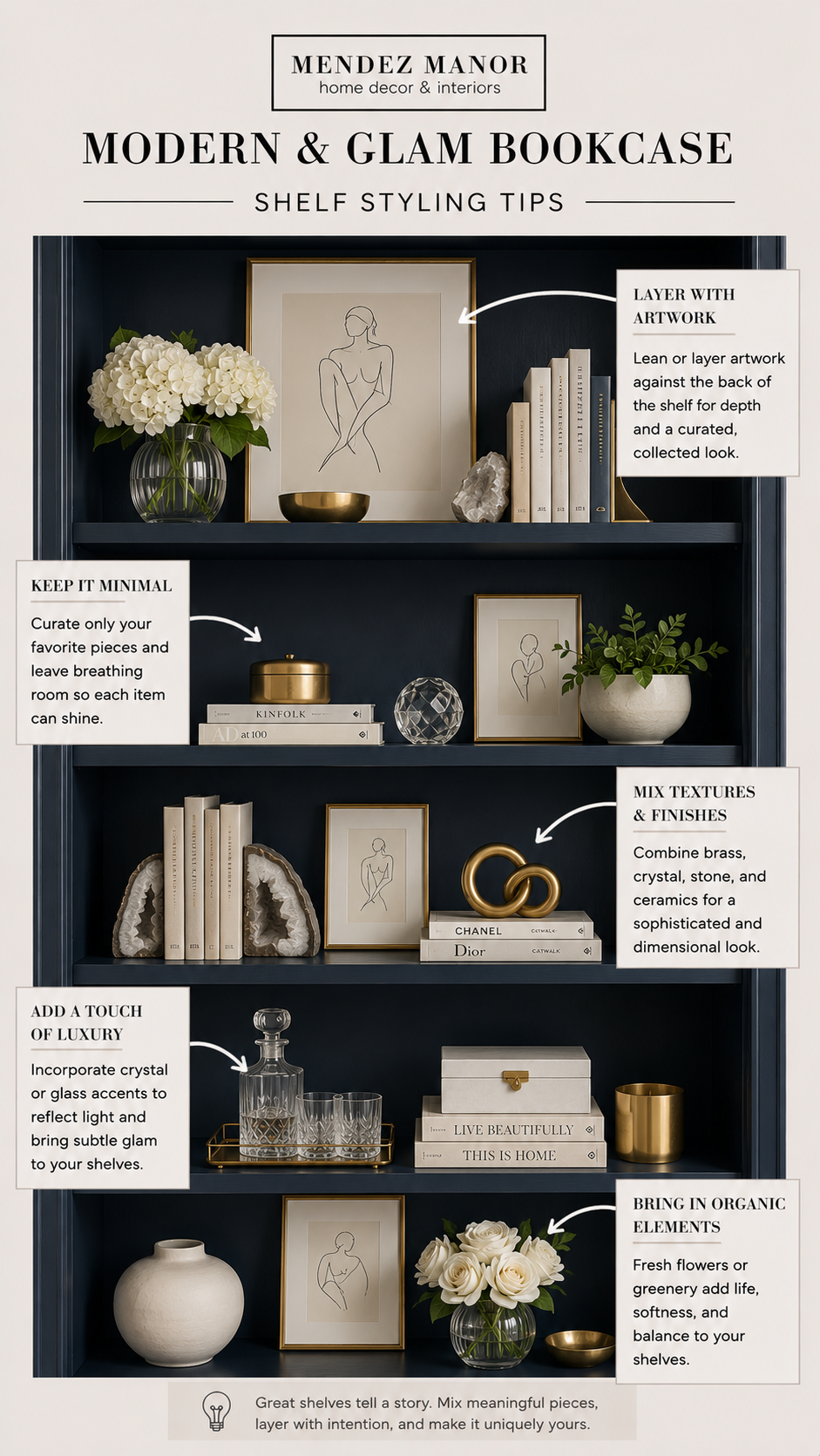 Shelf styling tips for a collected home