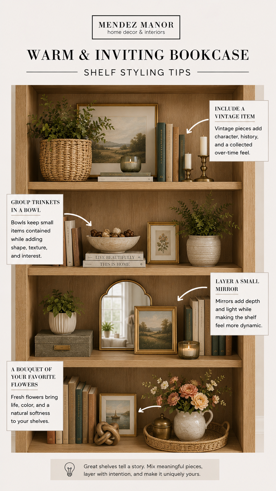 Shelf styling tips for a collected home