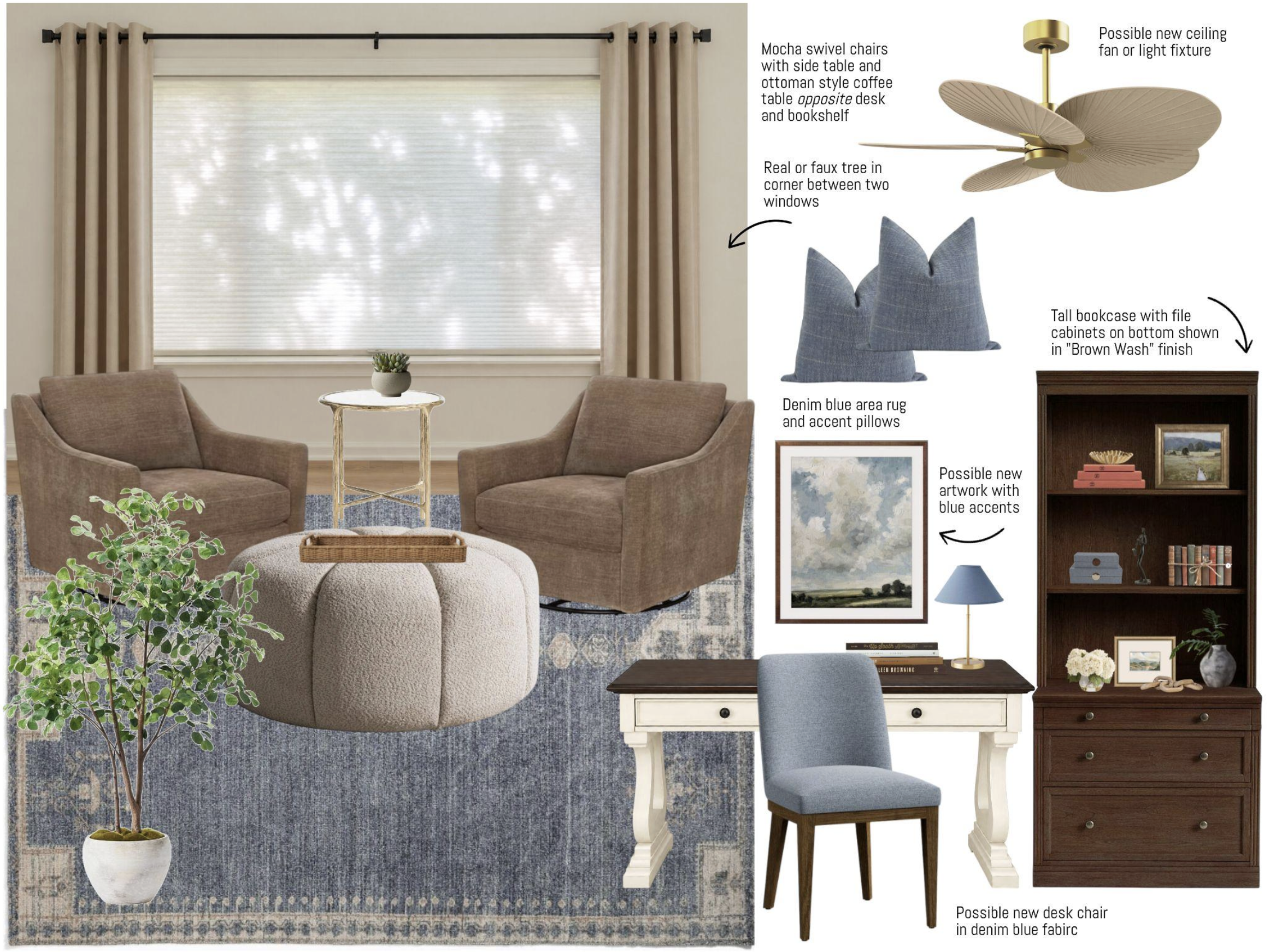 Virtual Interior Design - Home Office with Sitting Area