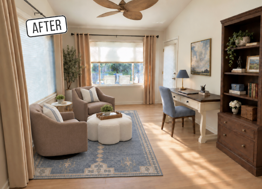 Virtual Interior Design - Home Office with Sitting Area