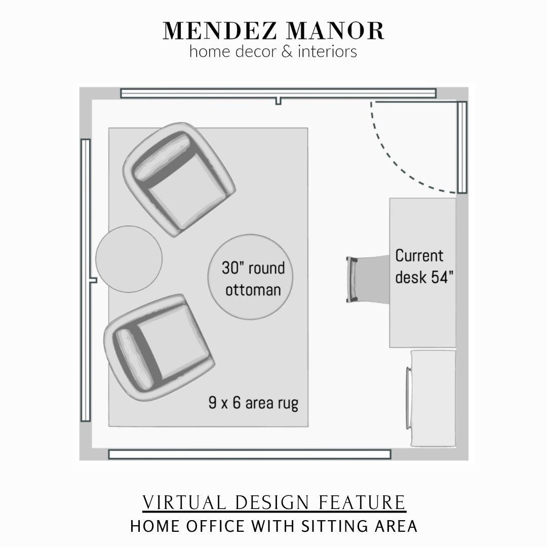 Virtual Interior Design - Home Office with Sitting Area